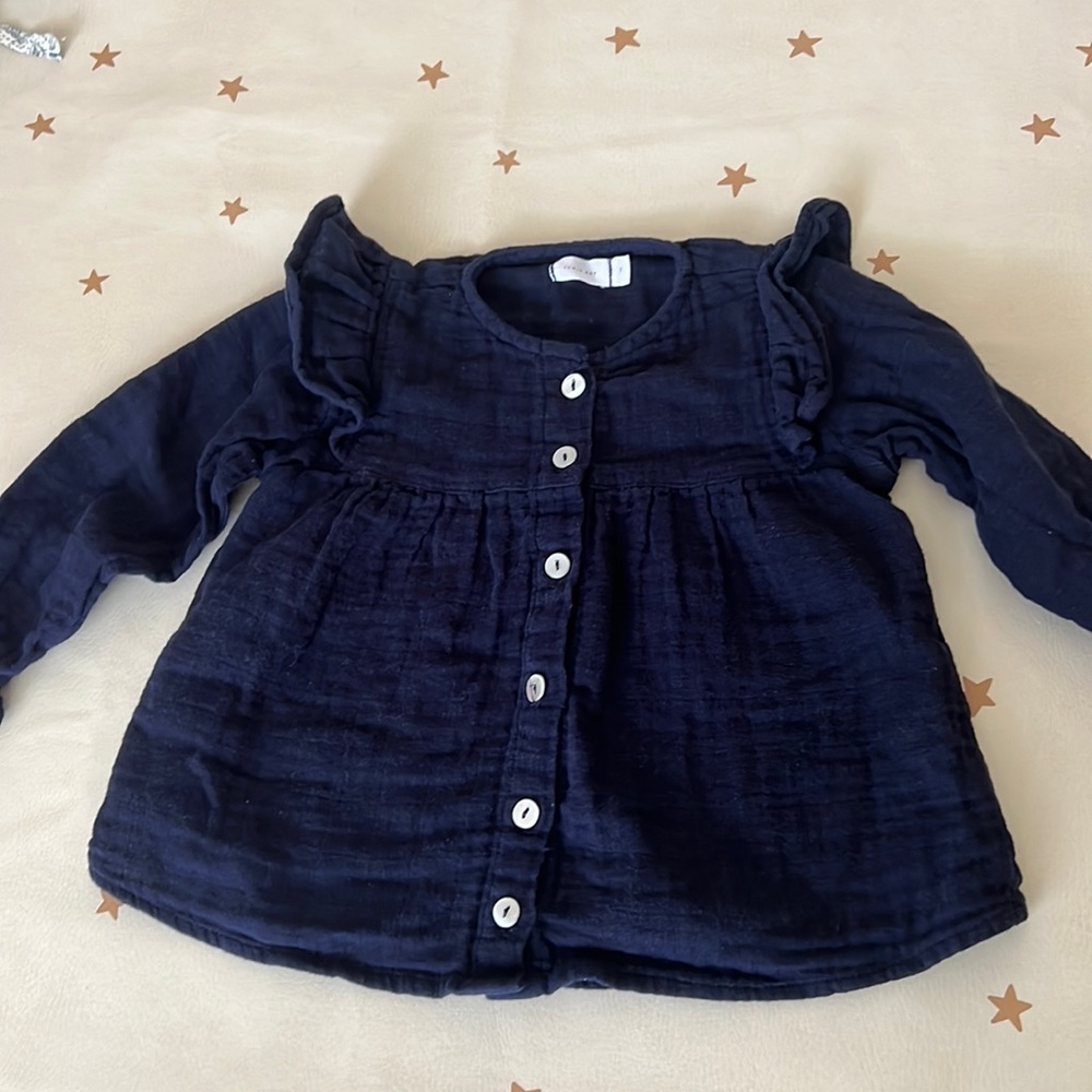 Jamie Kay Organic Cotton Navy long sleeve blouse